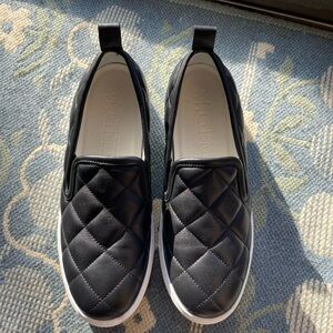 M. Gemi Black Quilted Leather Slip-On Platform Sneakers Size 39 Italy EUC